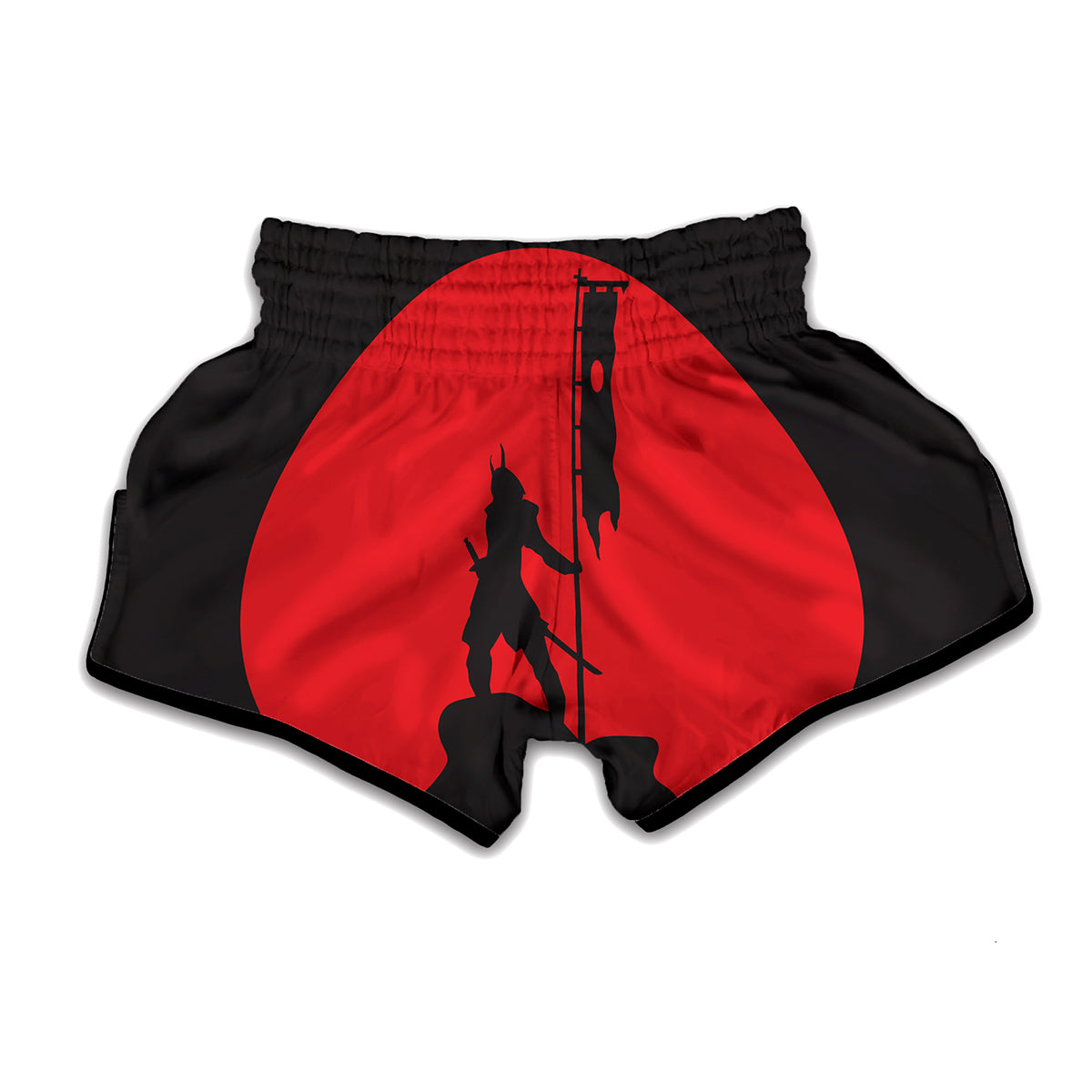 Red Sun Samurai Print Muay Thai Boxing Shorts