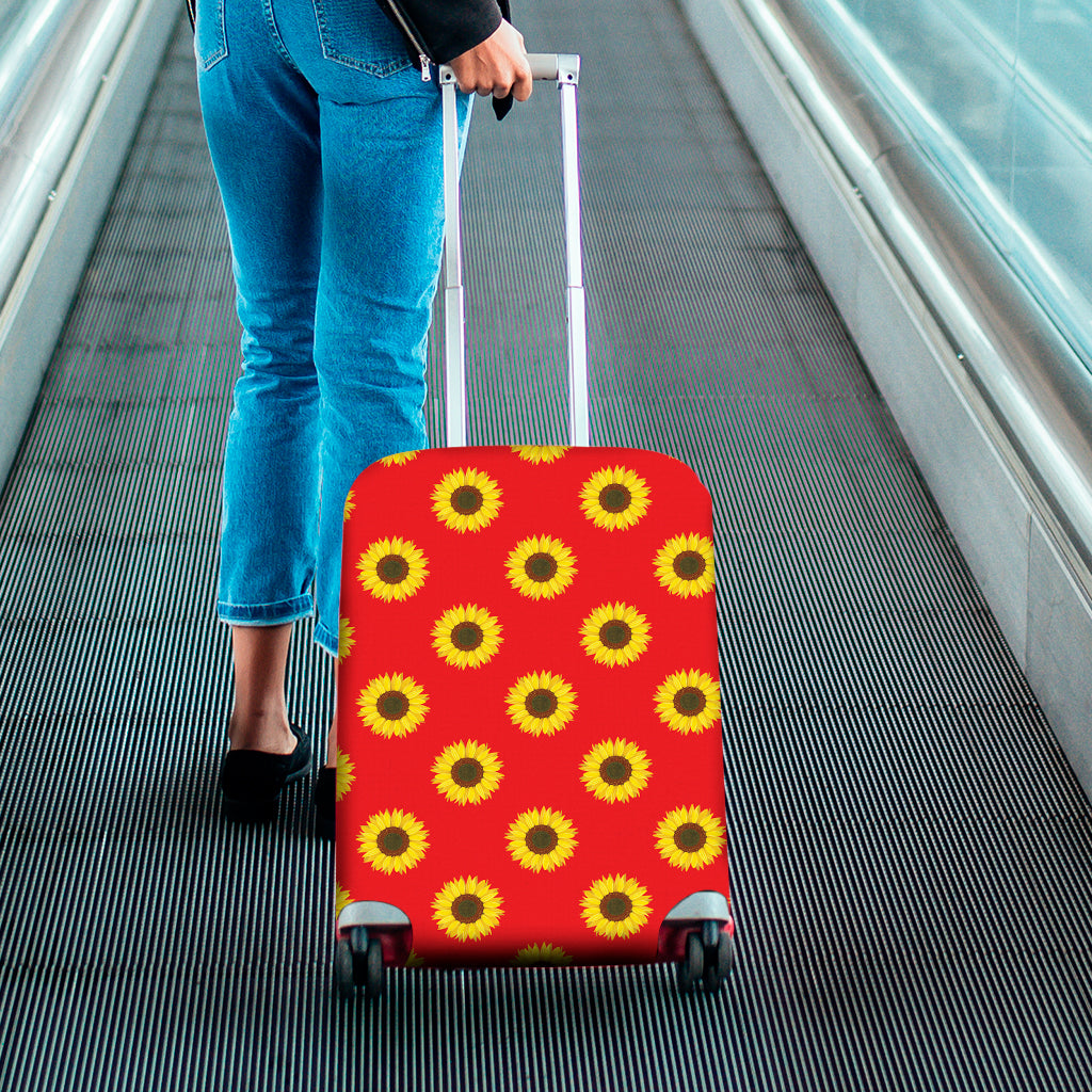 Red Sunflower Pattern Print Luggage Cover