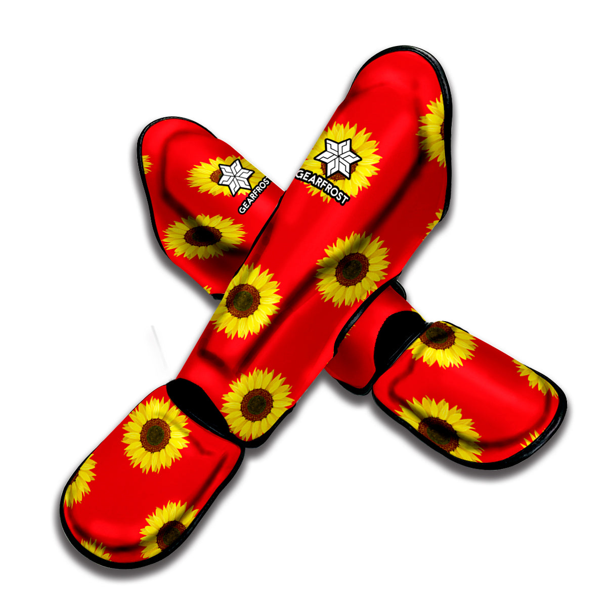 Red Sunflower Pattern Print Muay Thai Shin Guard