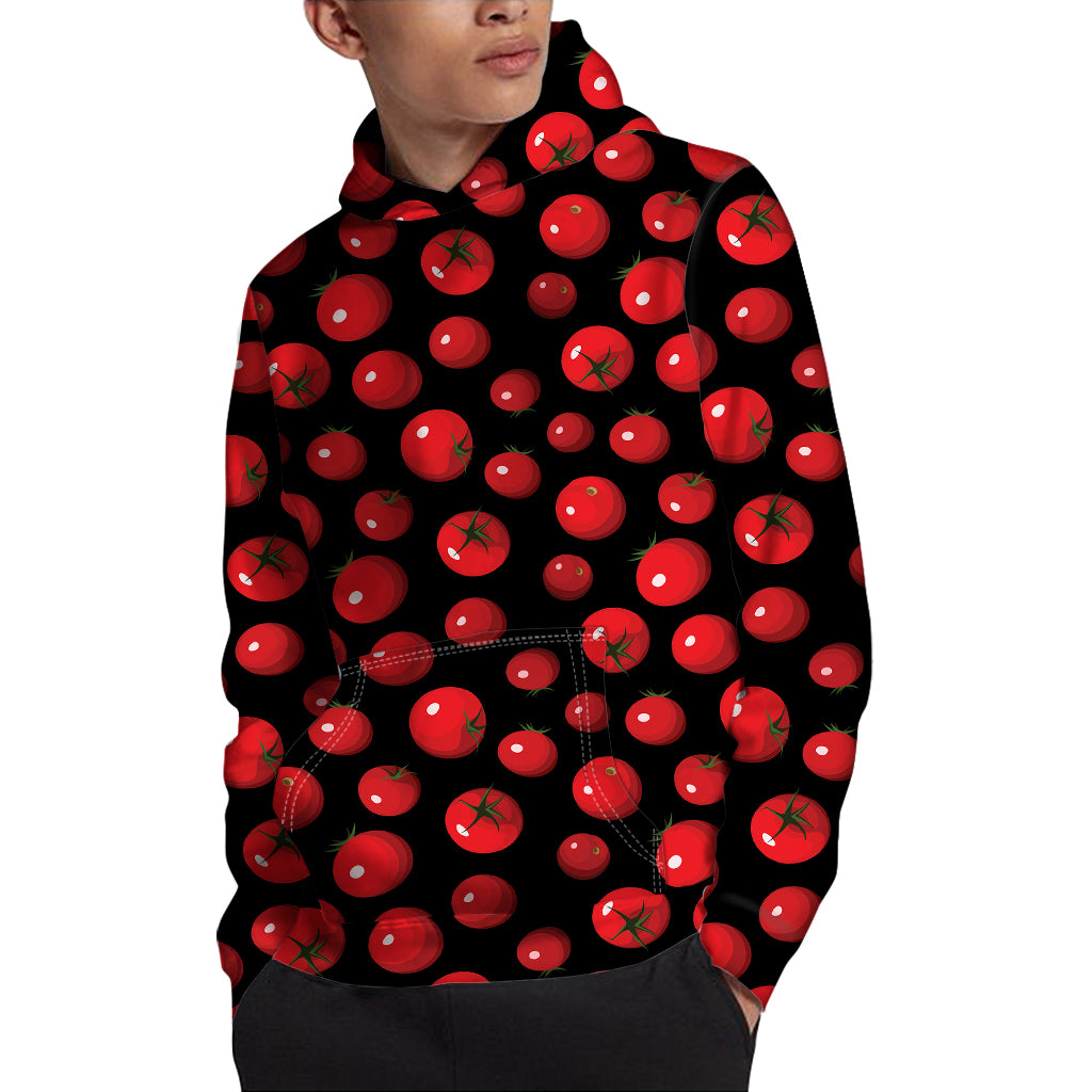 Red Tomato Pattern Print Pullover Hoodie