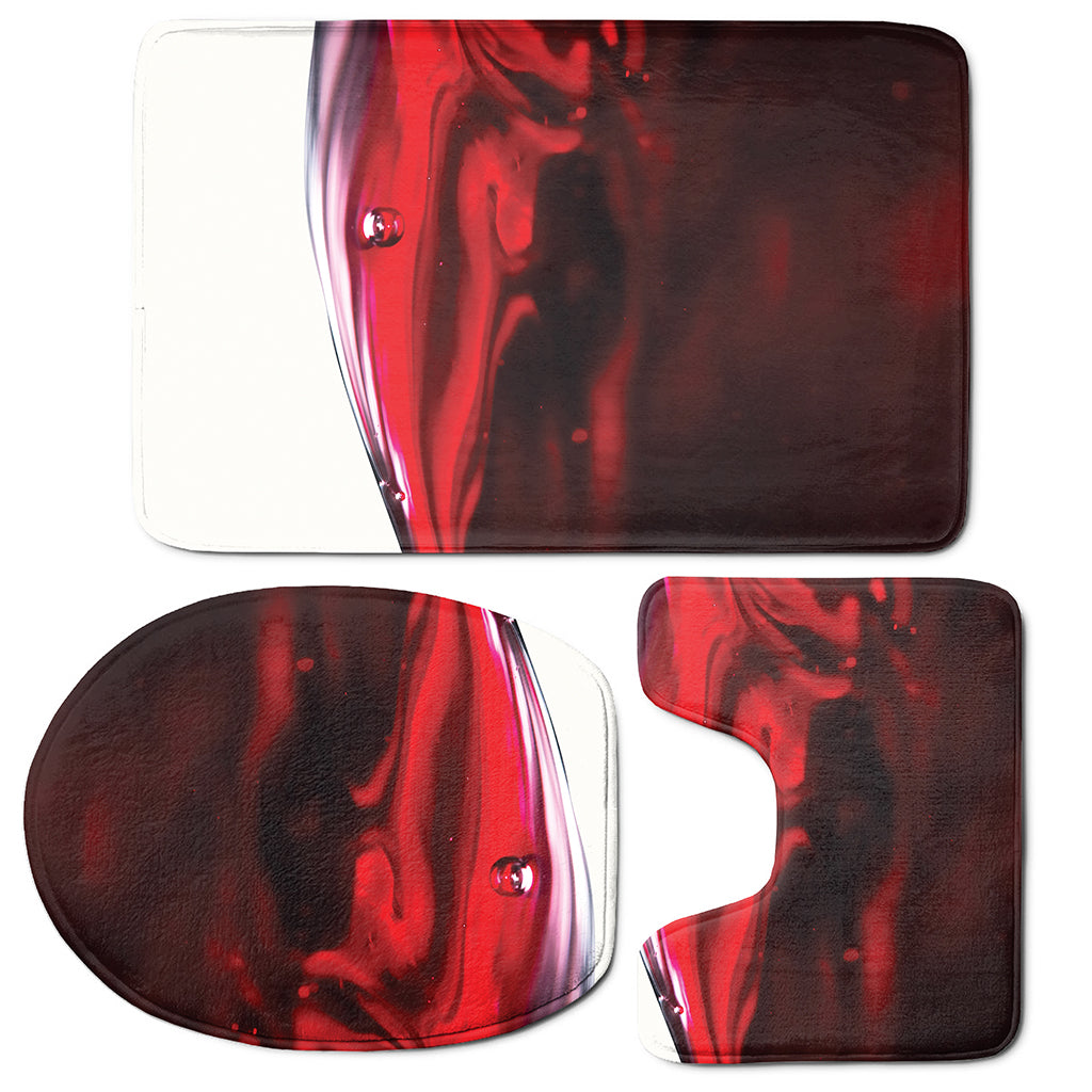 Red Wine Print 3 Piece Bath Mat Set