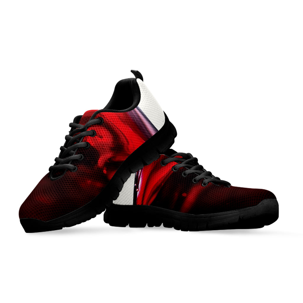 Red Wine Print Black Sneakers