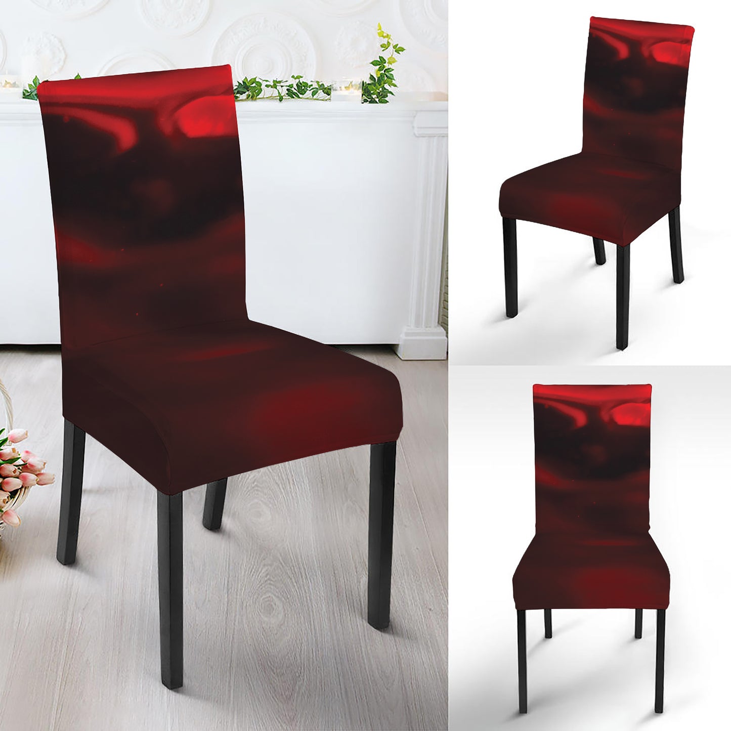Red Wine Print Dining Chair Slipcover