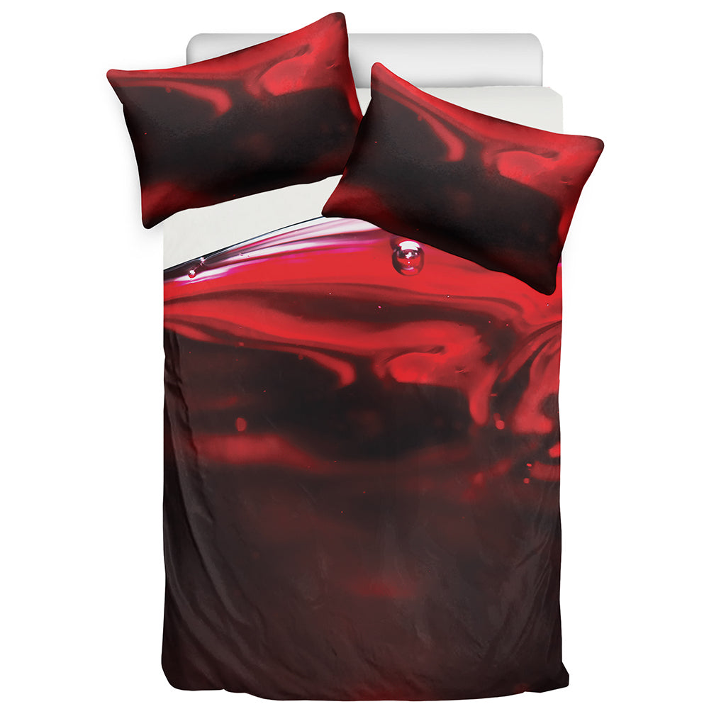 Red Wine Print Duvet Cover Bedding Set