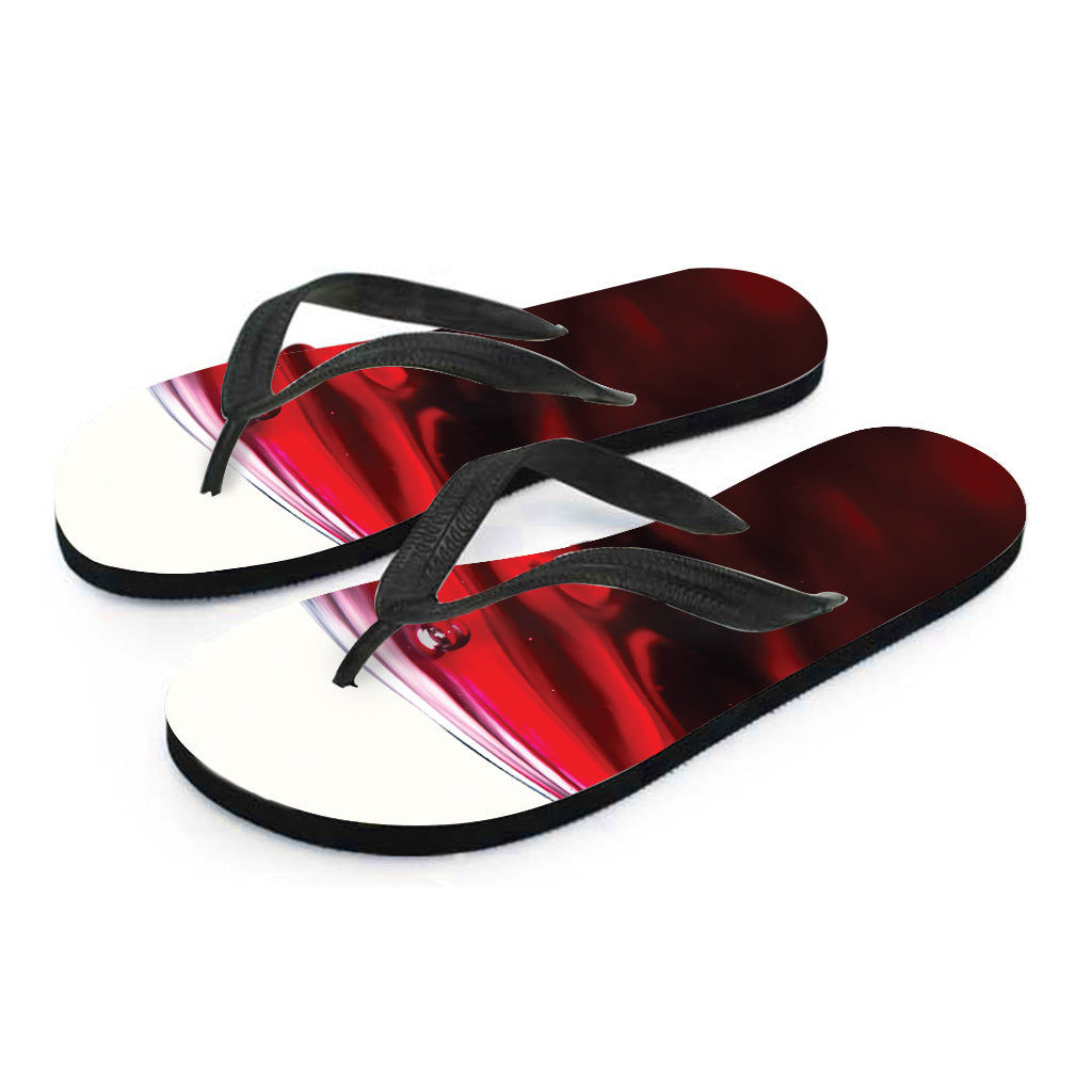 Red Wine Print Flip Flops