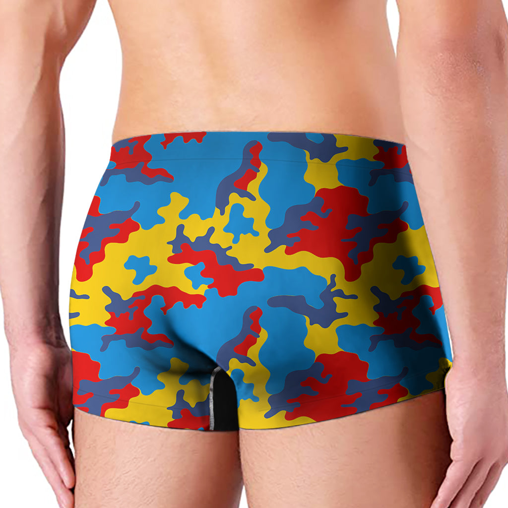 Red Yellow And Blue Camouflage Print Men's Boxer Briefs