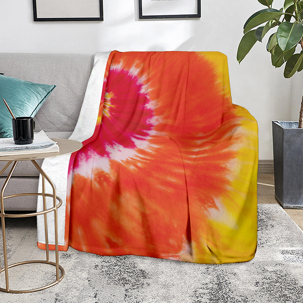 Red Yellow And Orange Tie Dye Print Blanket