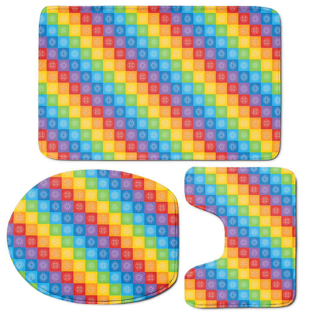 Reiki And The 7 Chakras Pattern Print 3 Piece Bath Mat Set