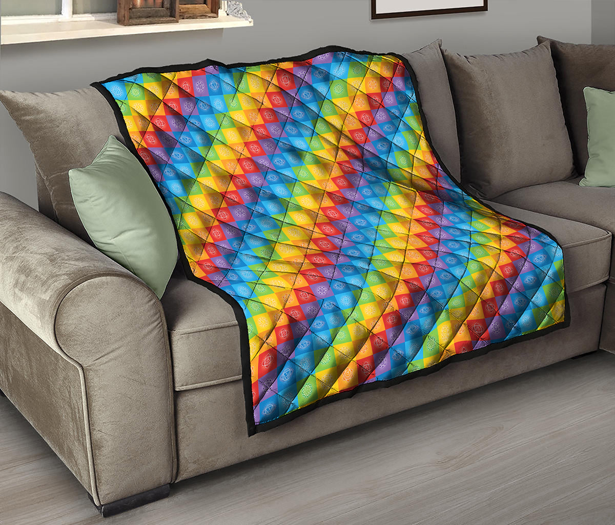 Reiki And The 7 Chakras Pattern Print Quilt