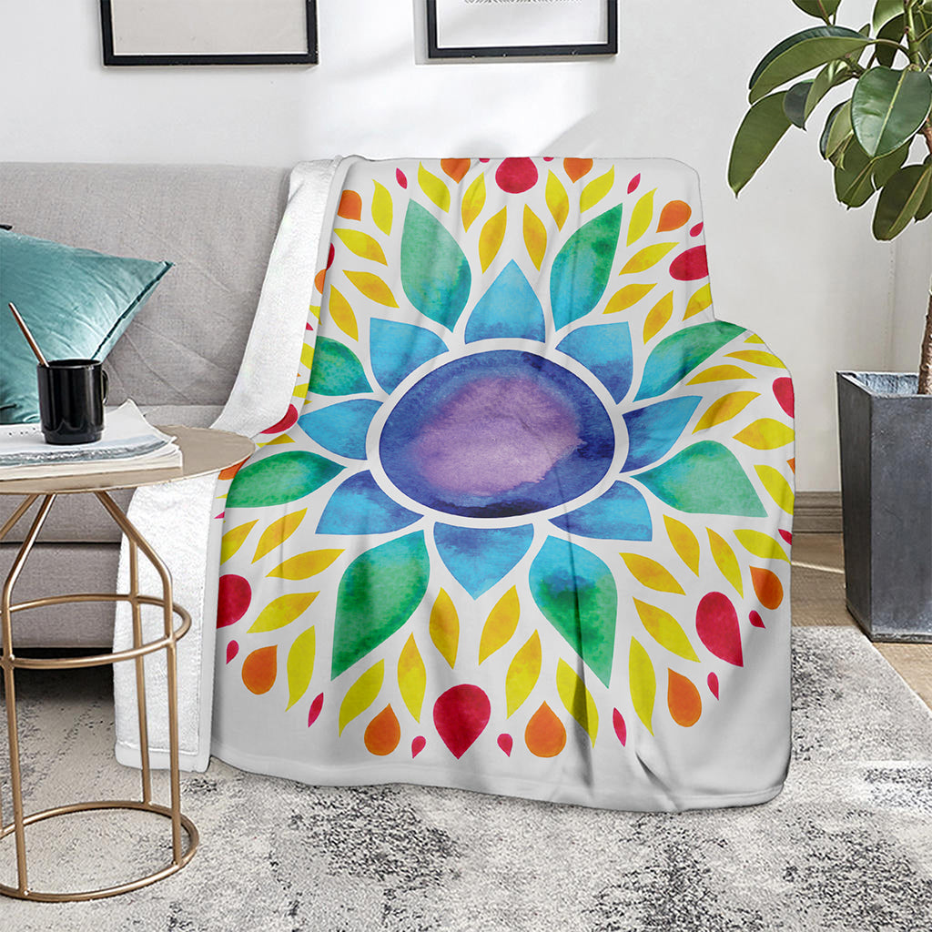 Reiki Chakra Flower Print Blanket