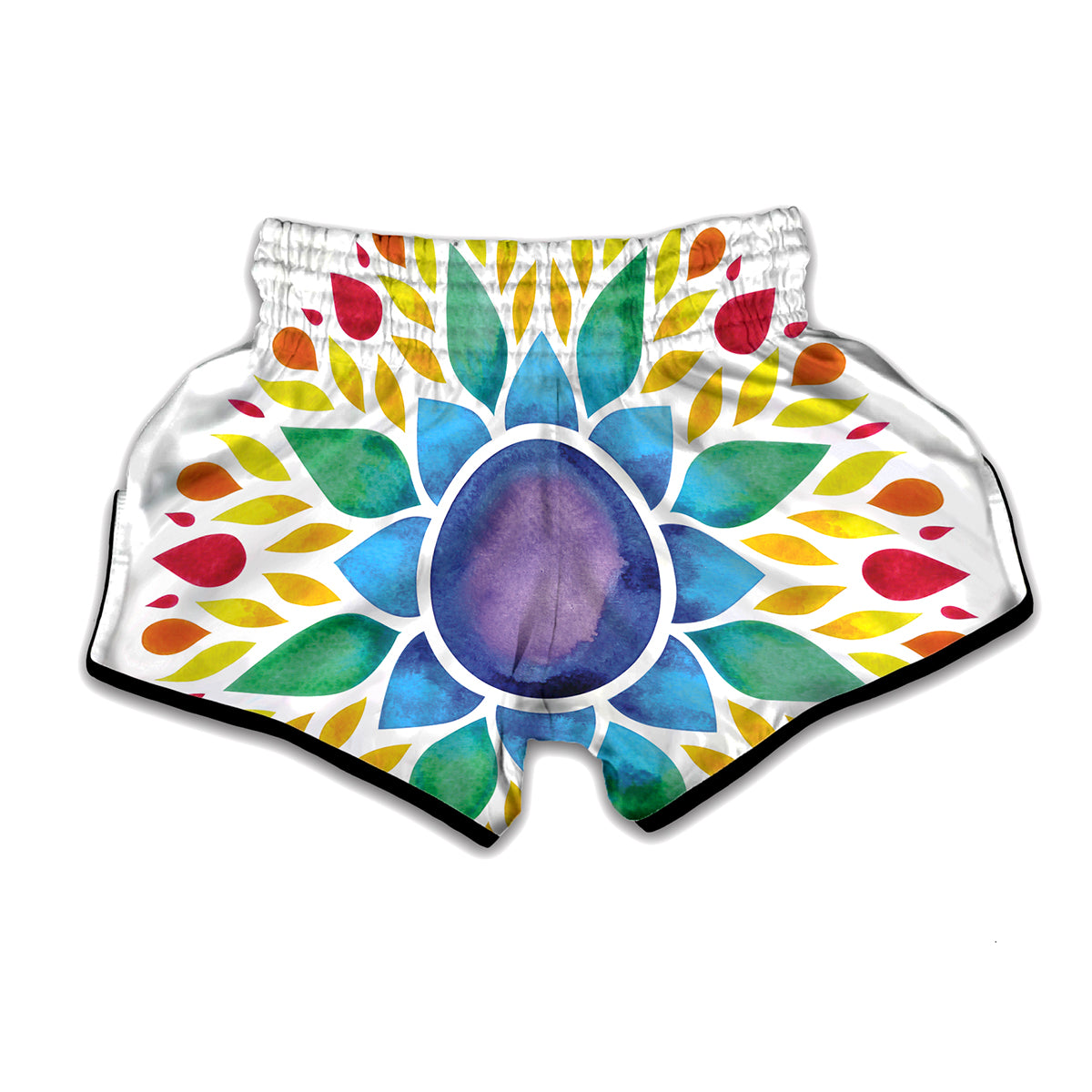 Reiki Chakra Flower Print Muay Thai Boxing Shorts