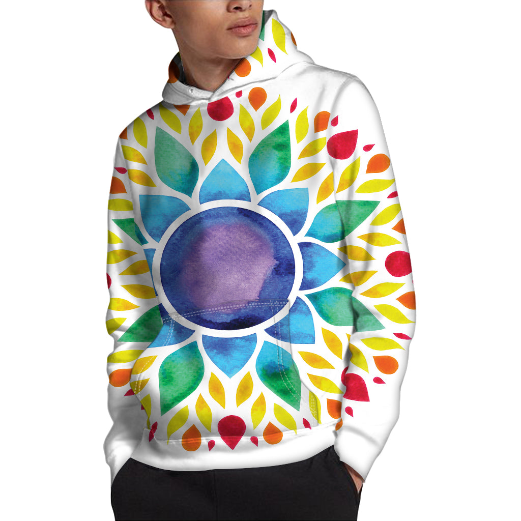 Reiki Chakra Flower Print Pullover Hoodie
