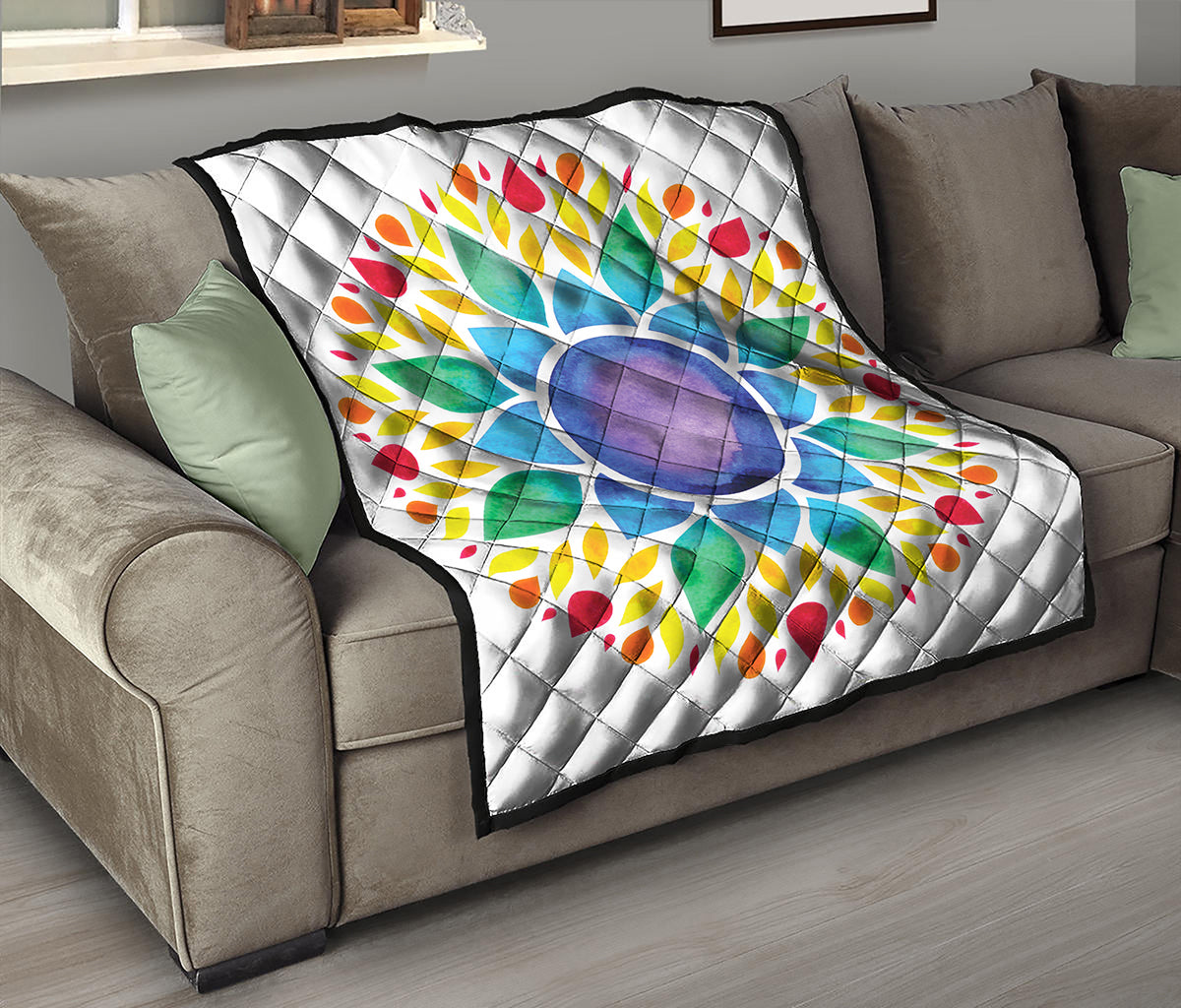 Reiki Chakra Flower Print Quilt