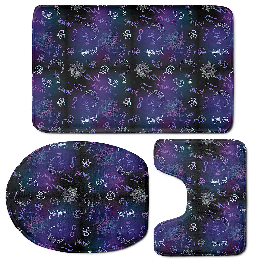 Reiki Energy Pattern Print 3 Piece Bath Mat Set
