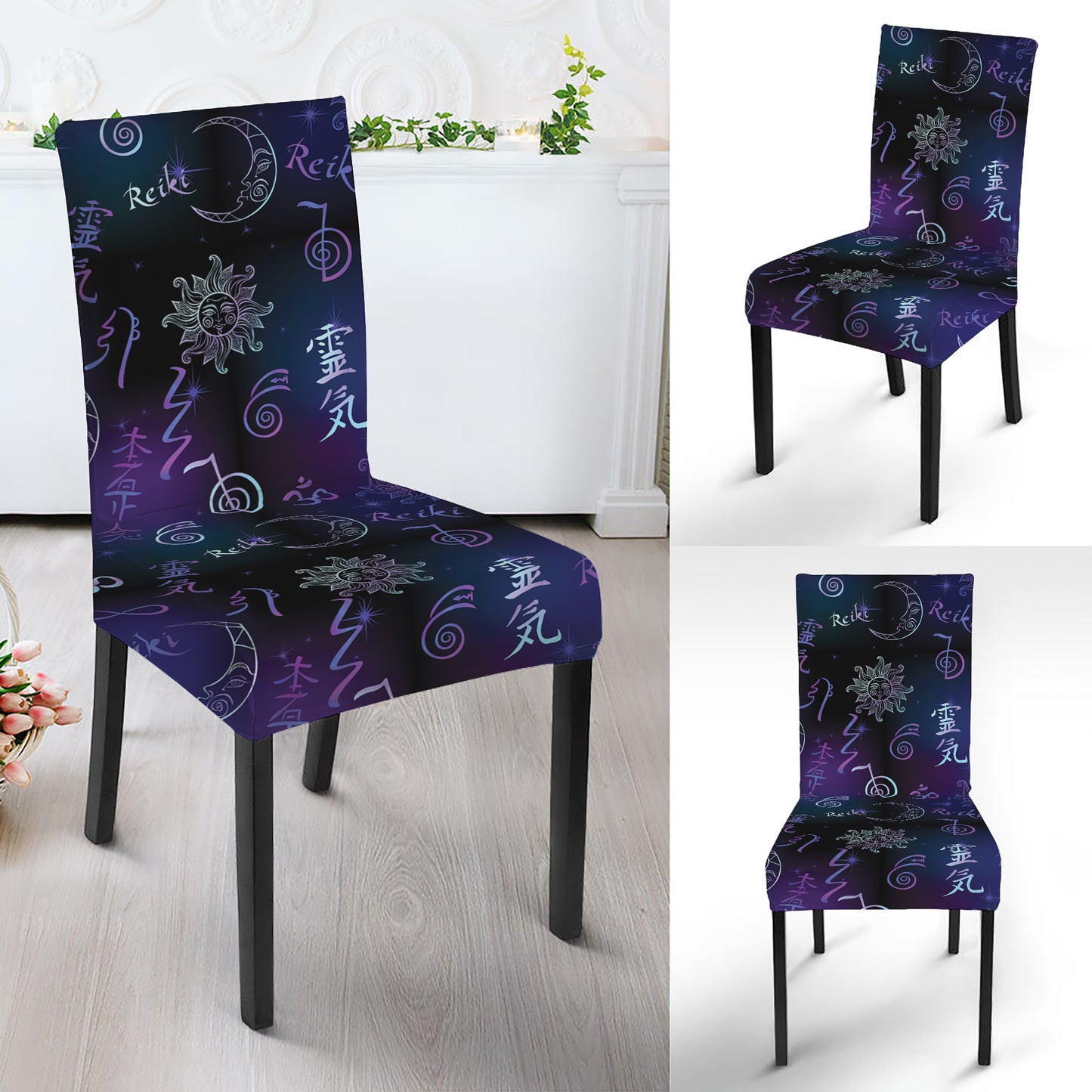Reiki Energy Pattern Print Dining Chair Slipcover