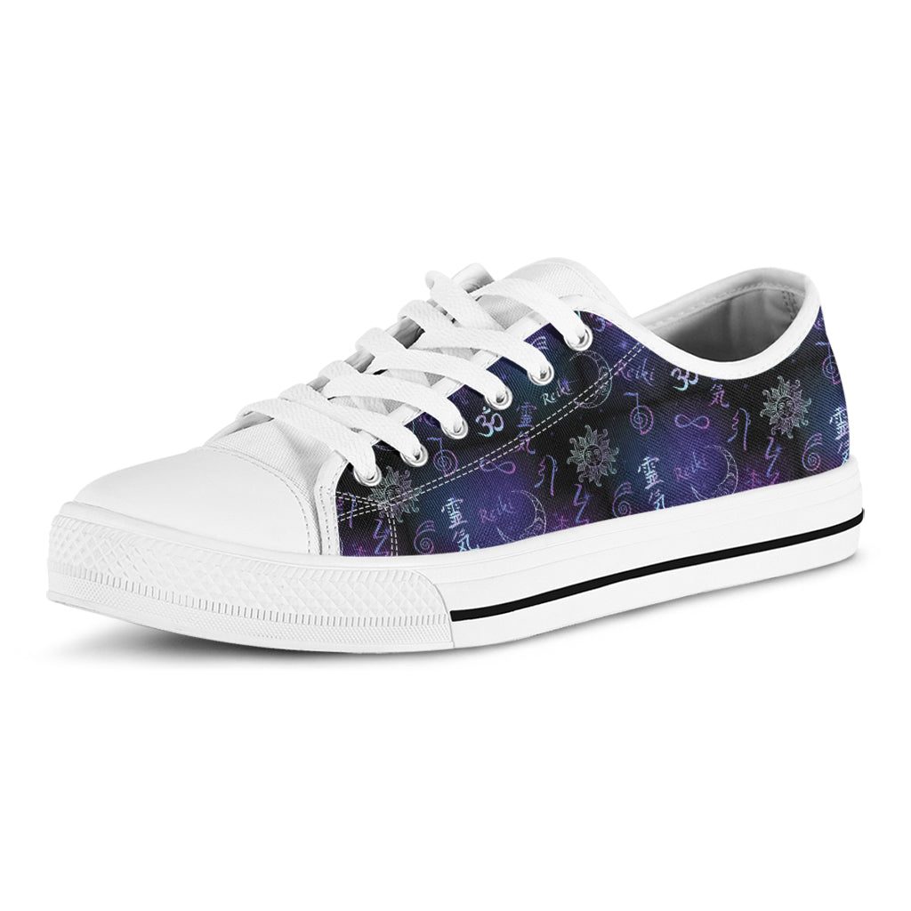 Reiki Energy Pattern Print White Low Top Shoes