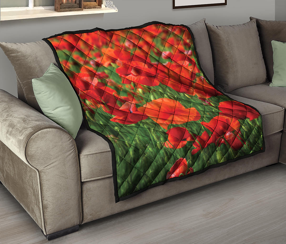Remembrance Day Poppy Print Quilt