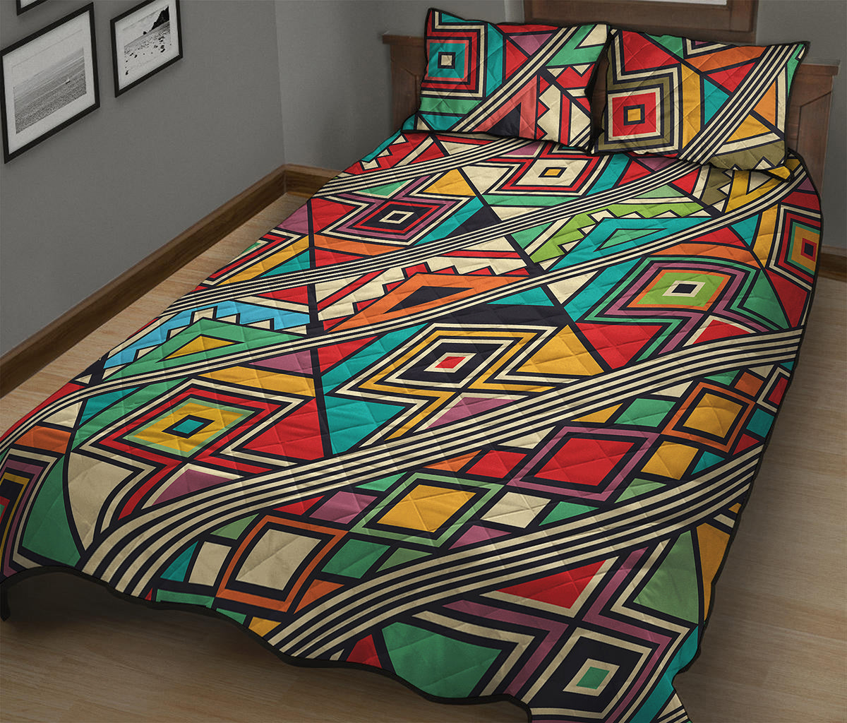 Retro African Ethnic Tribal Print Quilt Bed Set
