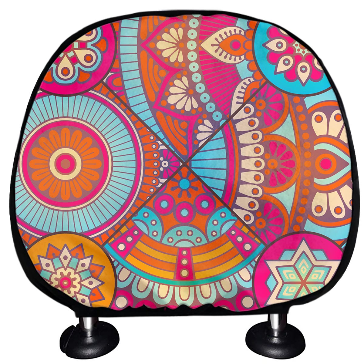 Retro Bohemian Mandala Pattern Print Car Headrest Covers