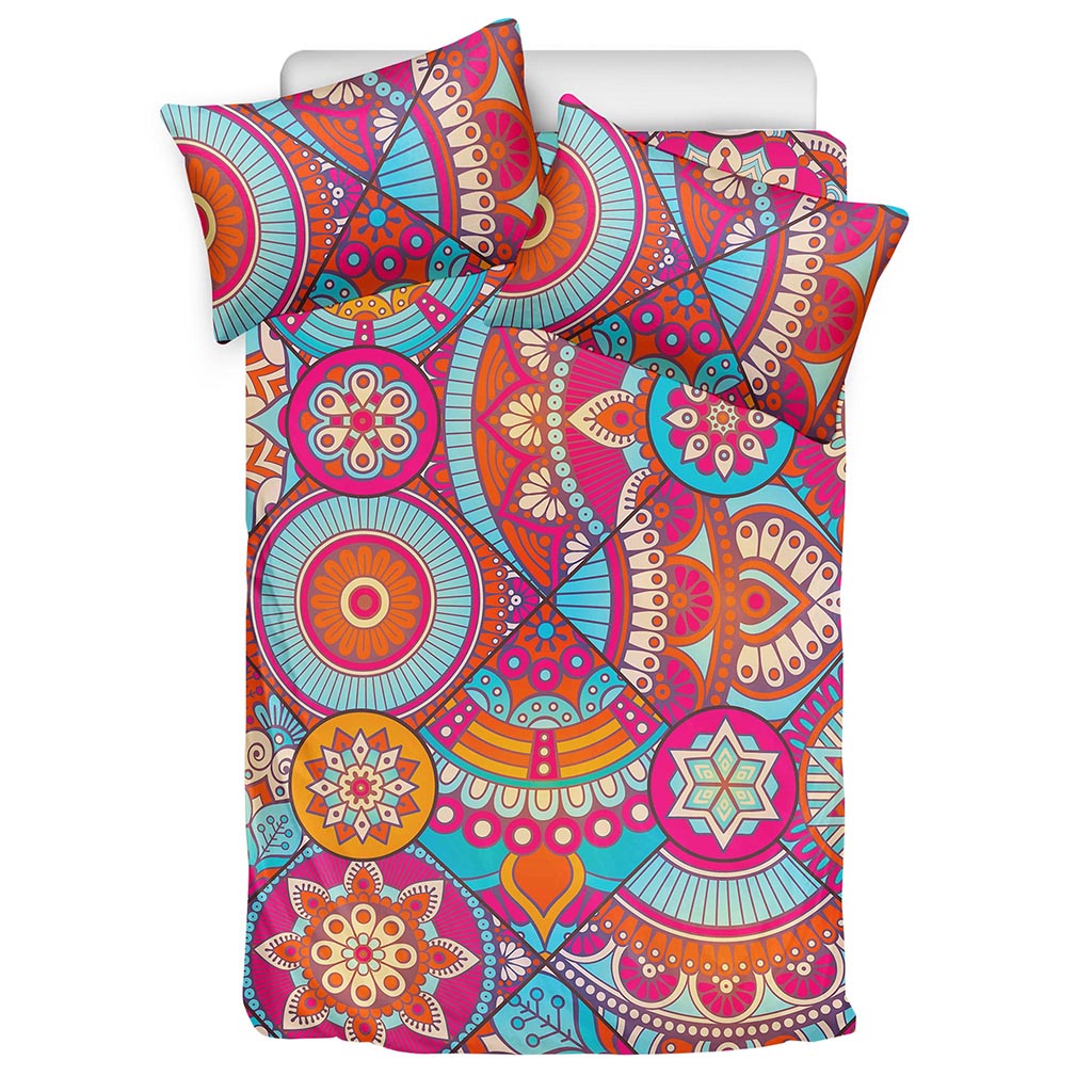 Retro Bohemian Mandala Pattern Print Duvet Cover Bedding Set