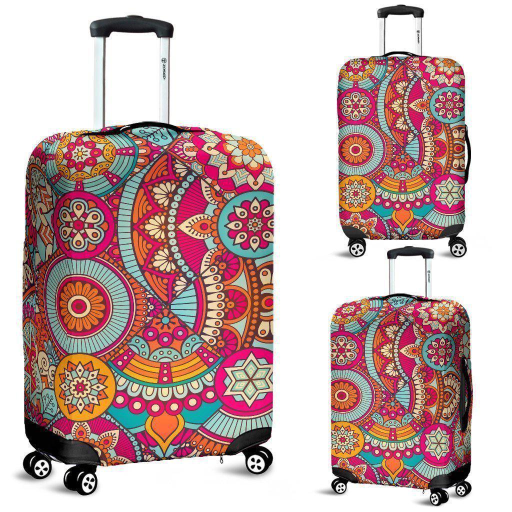 Retro Bohemian Mandala Pattern Print Luggage Cover GearFrost