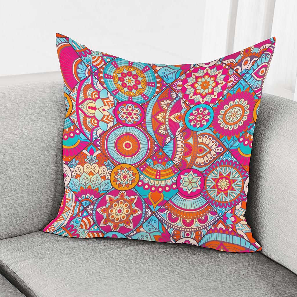 Retro Bohemian Mandala Pattern Print Pillow Cover