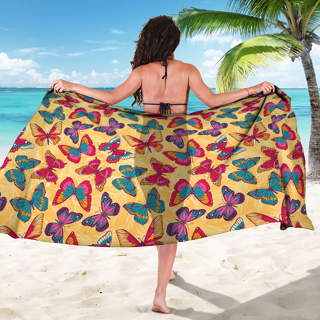 Retro Colorful Butterfly Pattern Print Beach Sarong Wrap