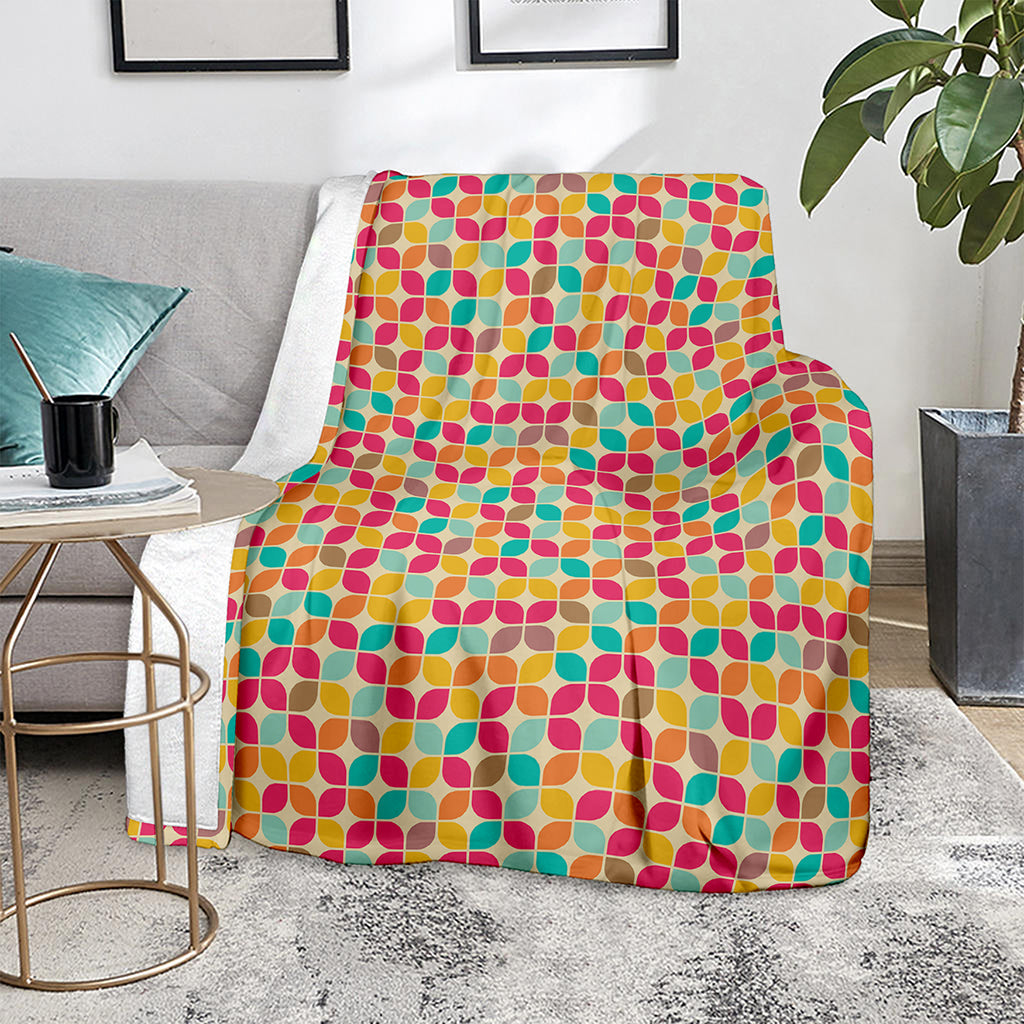 Retro Geometric Rounded Square Print Blanket