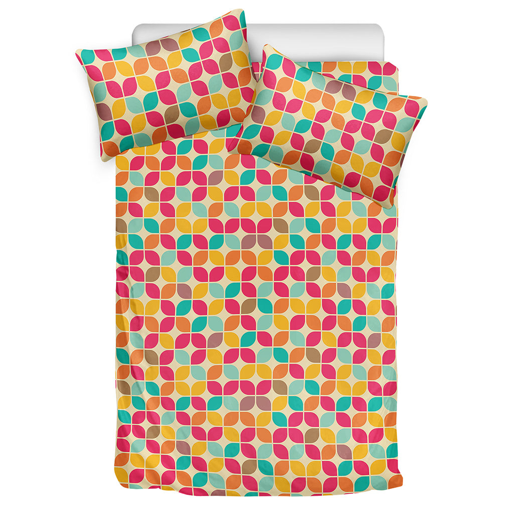 Retro Geometric Rounded Square Print Duvet Cover Bedding Set