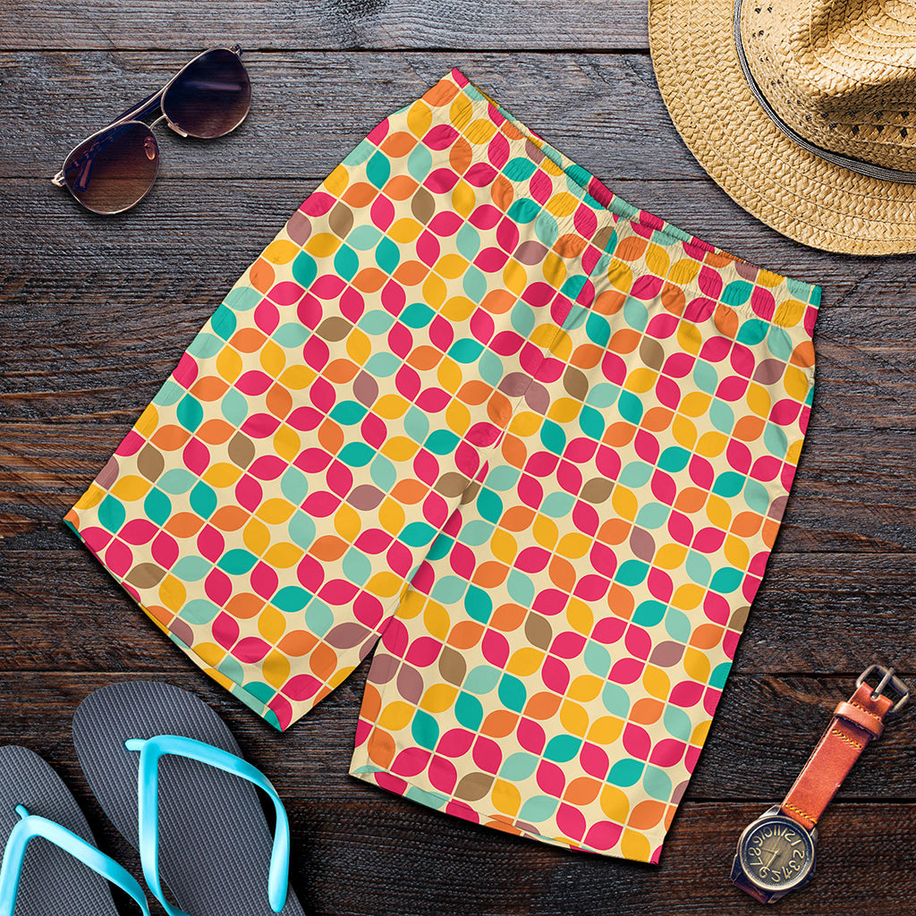 Retro Geometric Rounded Square Print Men's Shorts