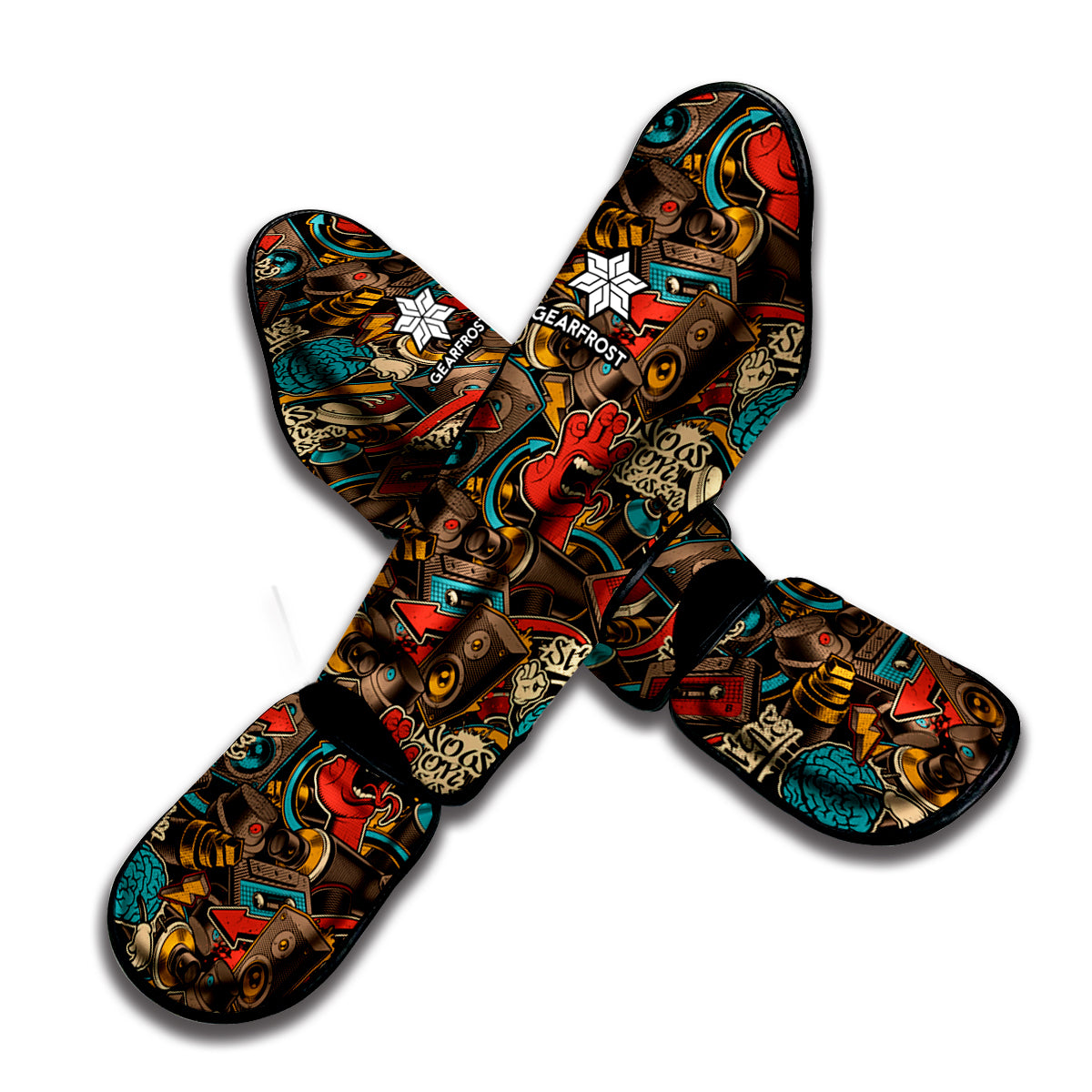 Retro Graffiti Pattern Print Muay Thai Shin Guard