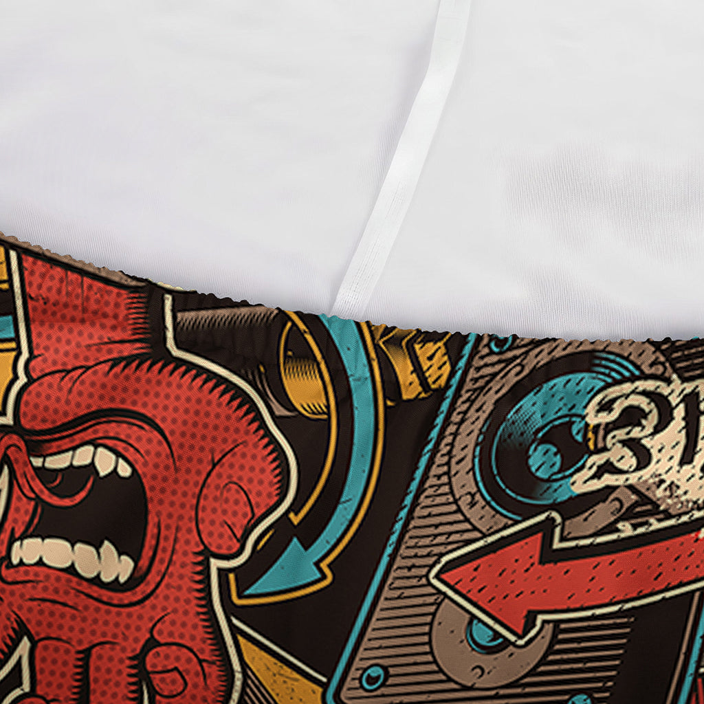 Retro Graffiti Pattern Print Sofa Cover