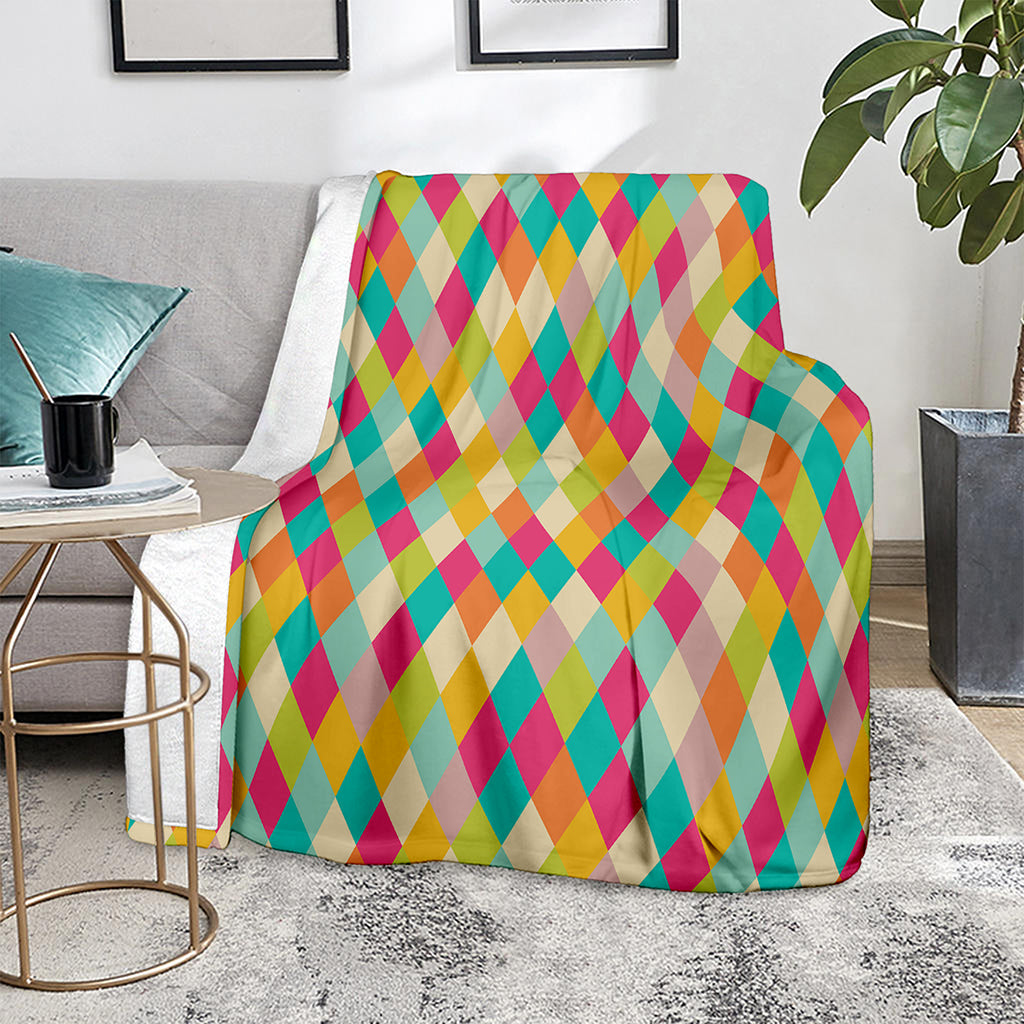 Retro Harlequin Pattern Print Blanket