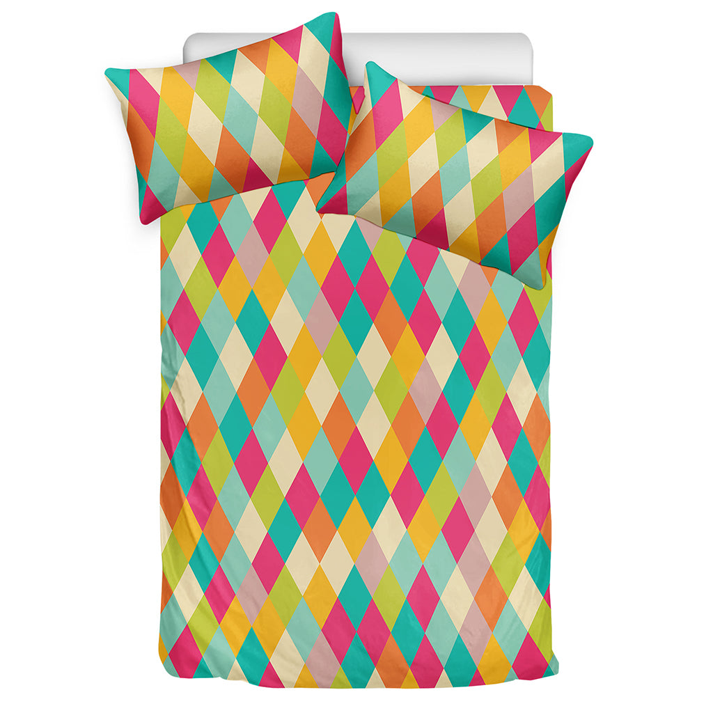 Retro Harlequin Pattern Print Duvet Cover Bedding Set