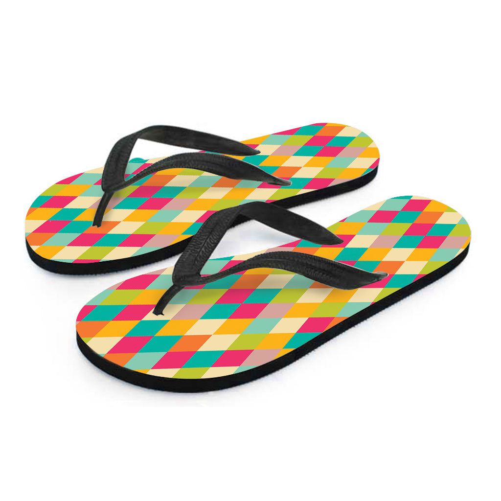 Retro Harlequin Pattern Print Flip Flops
