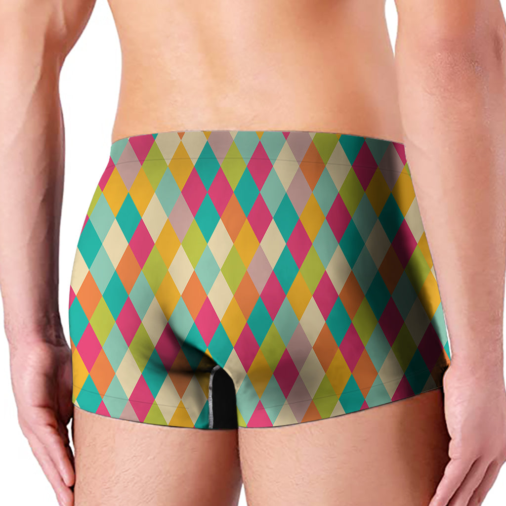 Retro Harlequin Pattern Print Men's Boxer Briefs
