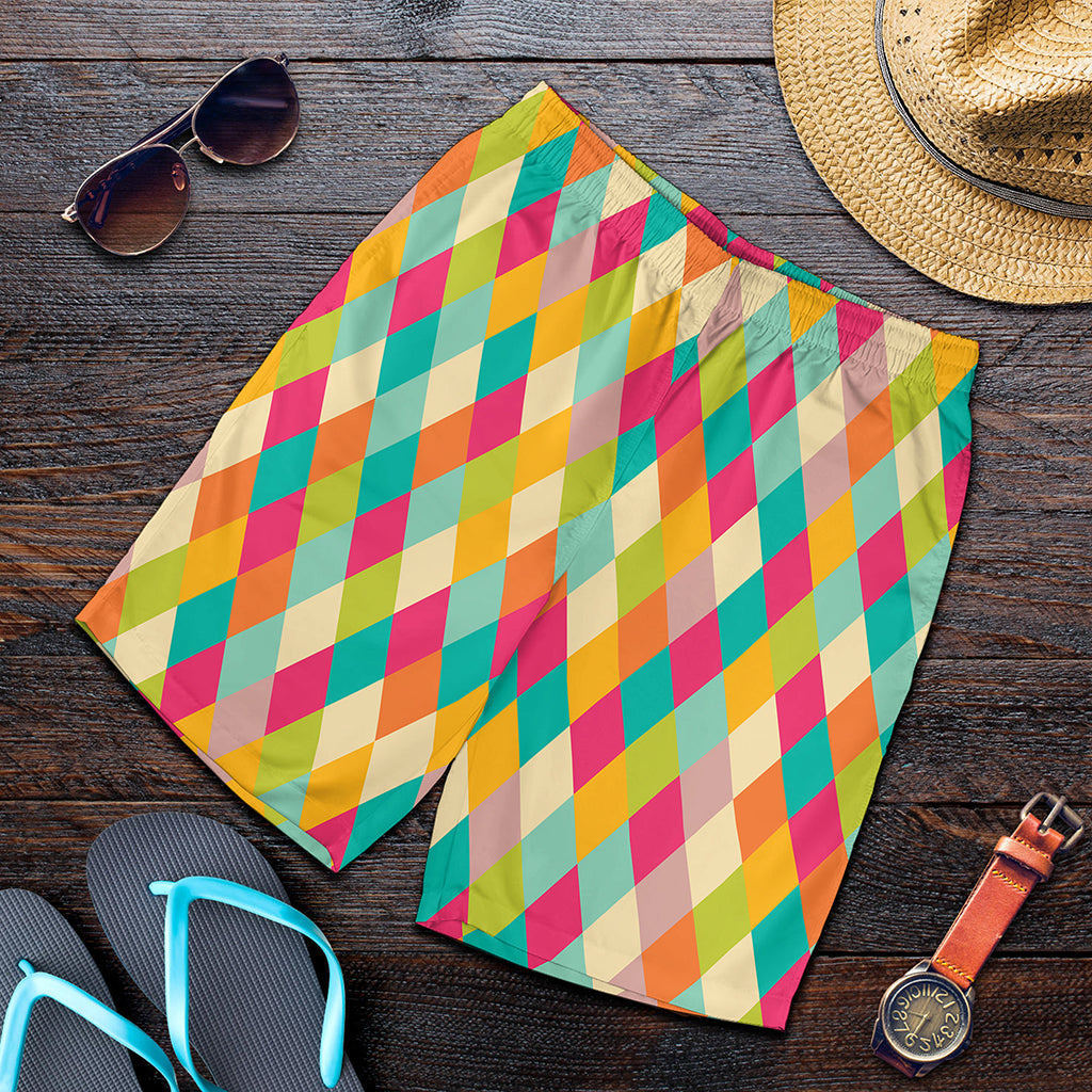 Retro Harlequin Pattern Print Men's Shorts