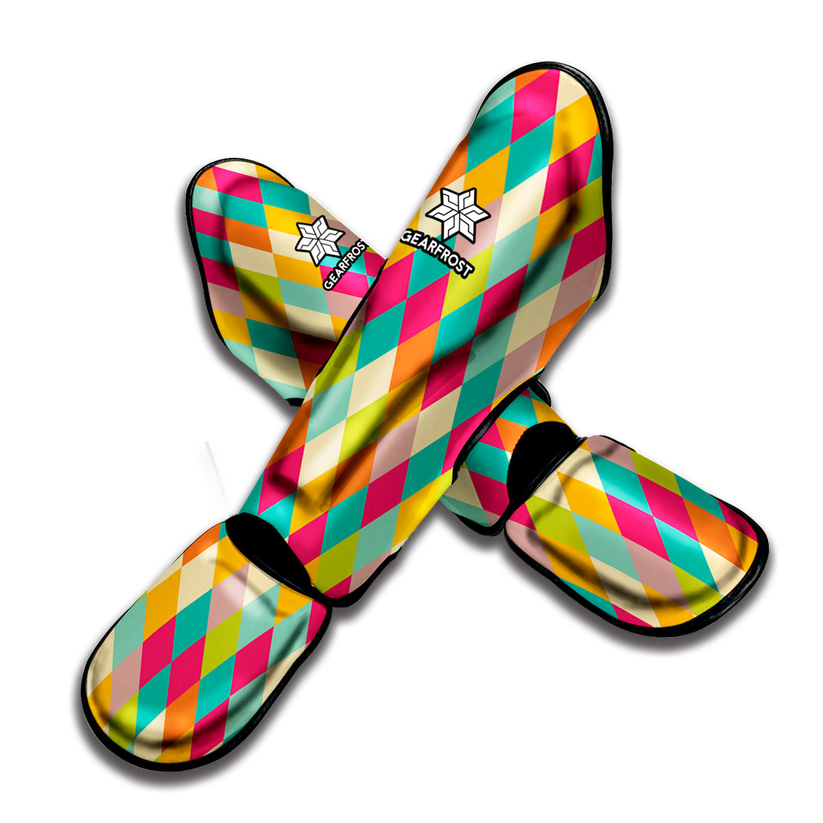 Retro Harlequin Pattern Print Muay Thai Shin Guard