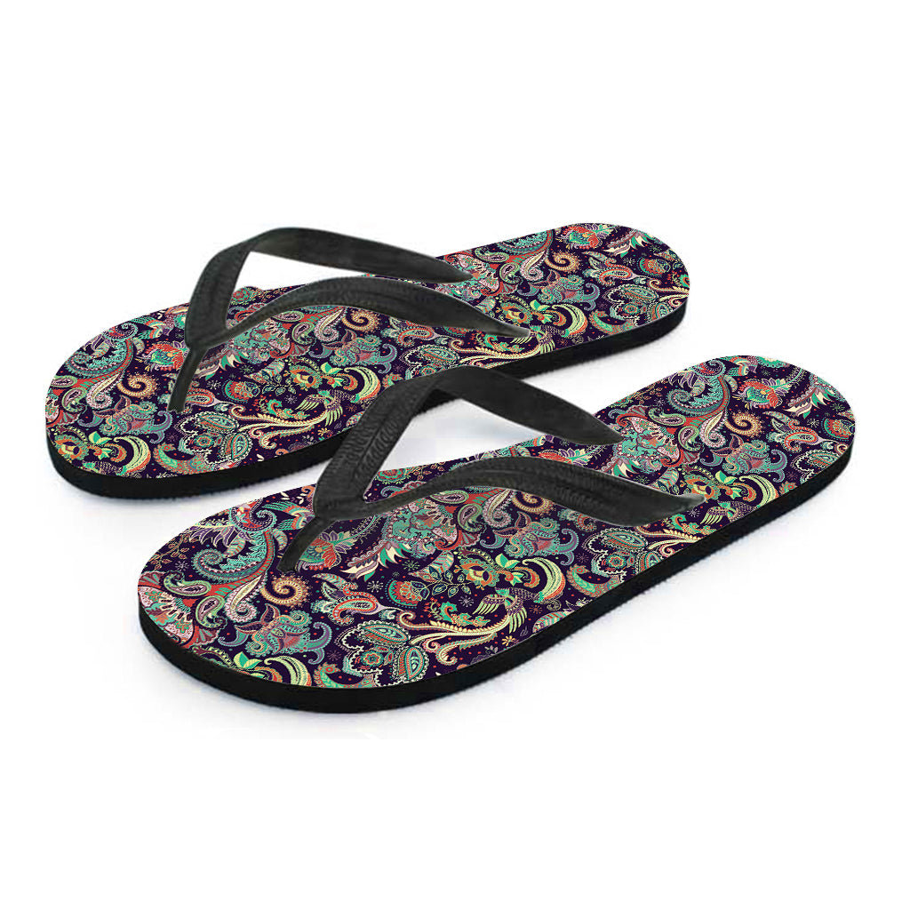 Retro Indian Paisley Pattern Print Flip Flops