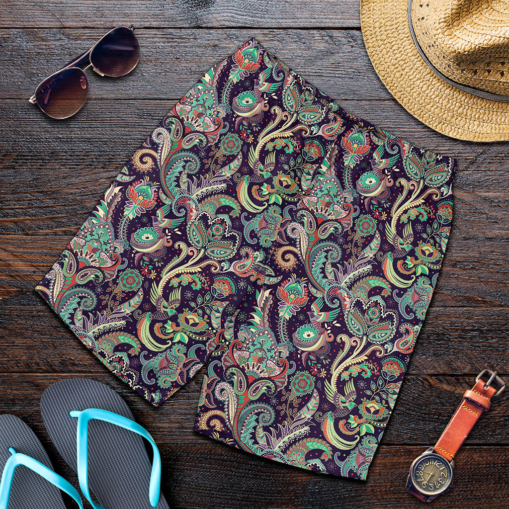 Retro Indian Paisley Pattern Print Men's Shorts