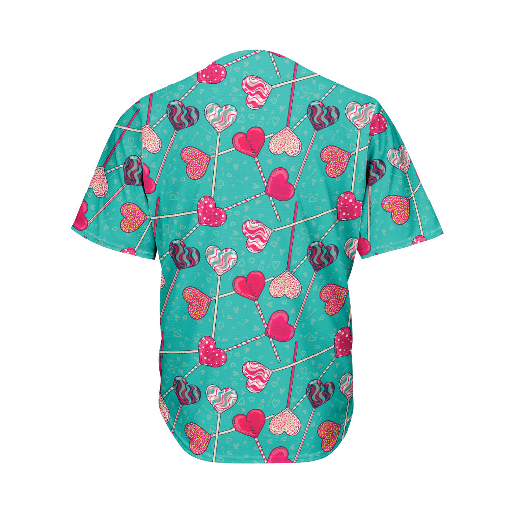 Retro Lollipop Pattern Print Men's Baseball Jersey