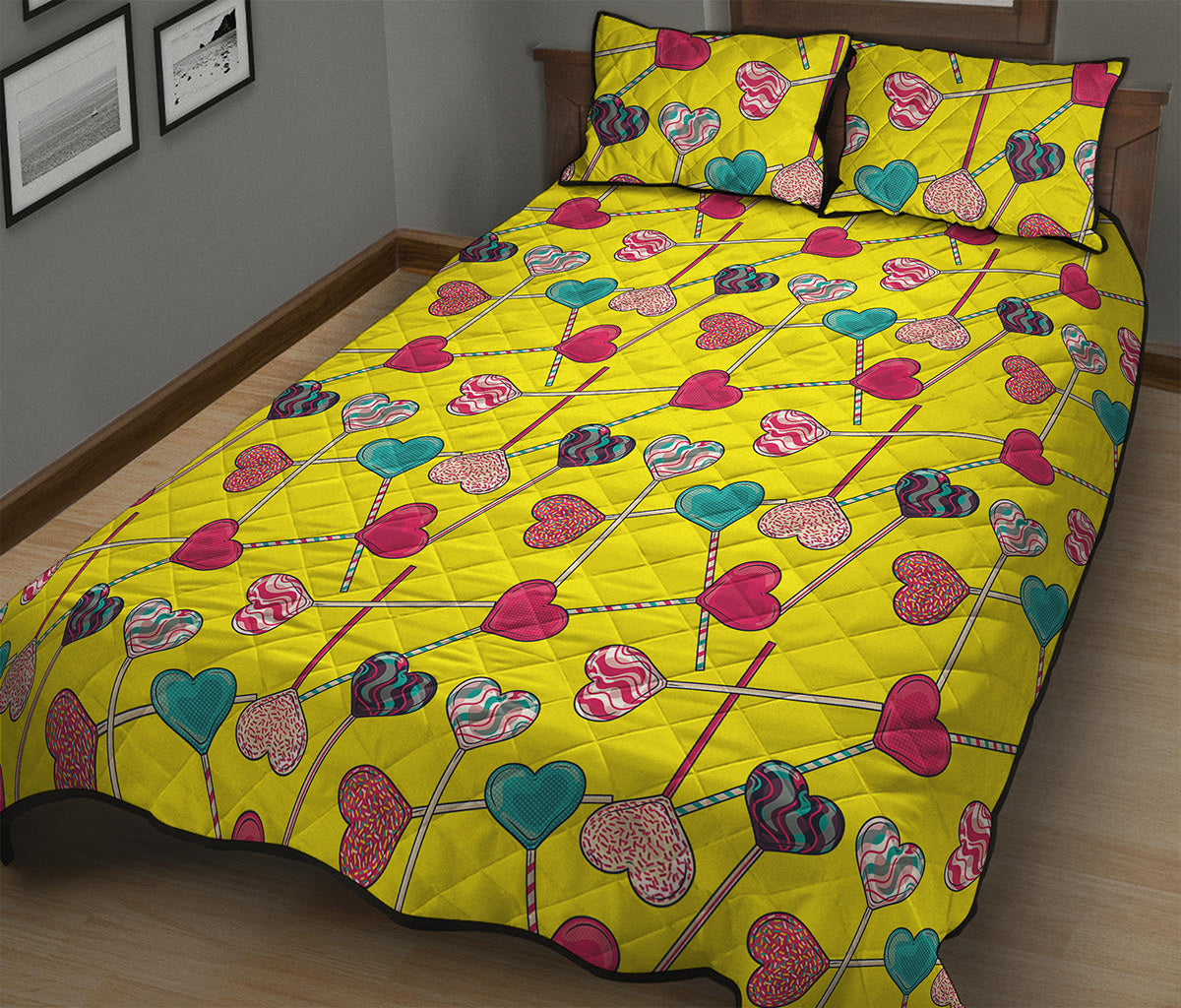 Retro Lollipop Print Quilt Bed Set