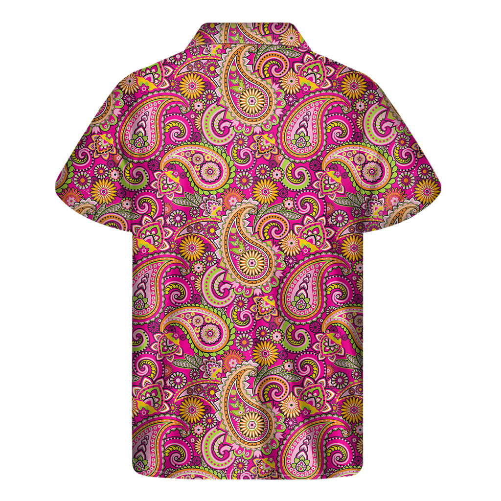 Retro Paisley Pattern Print Men's Short Sleeve Shirt