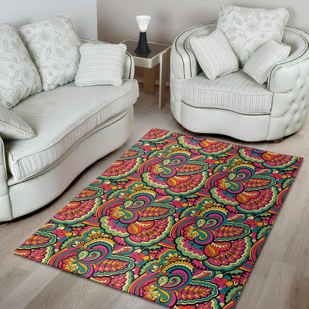 Retro Psychedelic Hippie Pattern Print Area Rug
