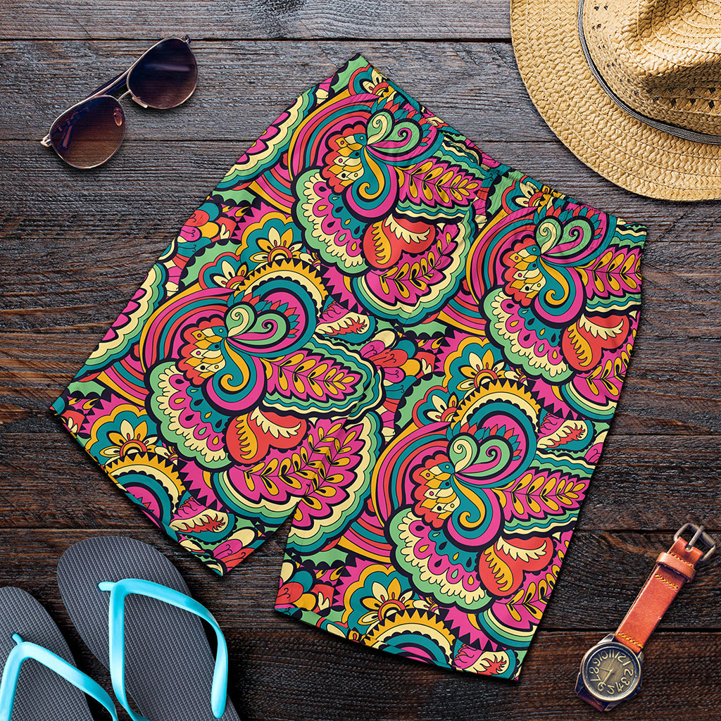 Retro Psychedelic Hippie Pattern Print Men's Shorts