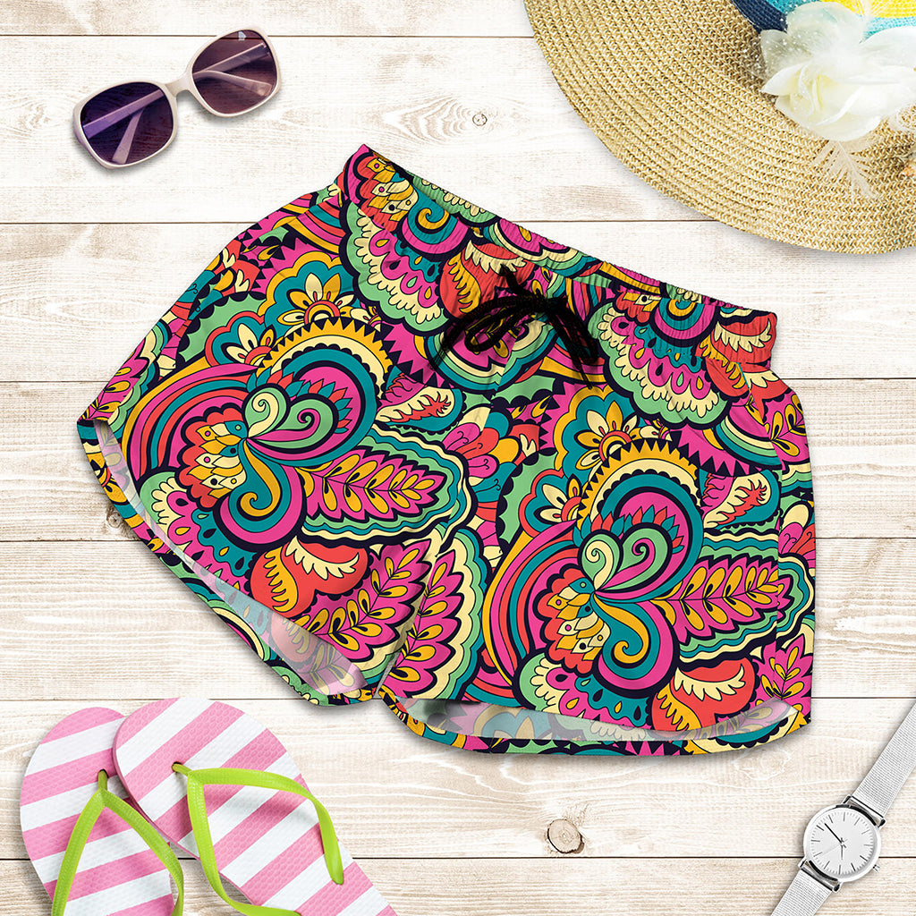 Retro Psychedelic Hippie Pattern Print Women's Shorts