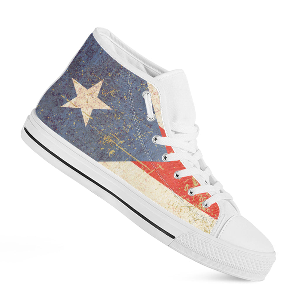 Retro Puerto Rican Flag Print White High Top Shoes