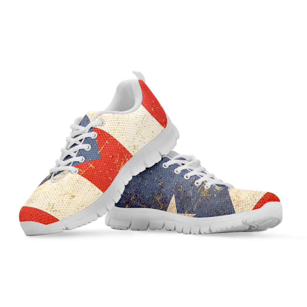 Retro Puerto Rican Flag Print White Sneakers