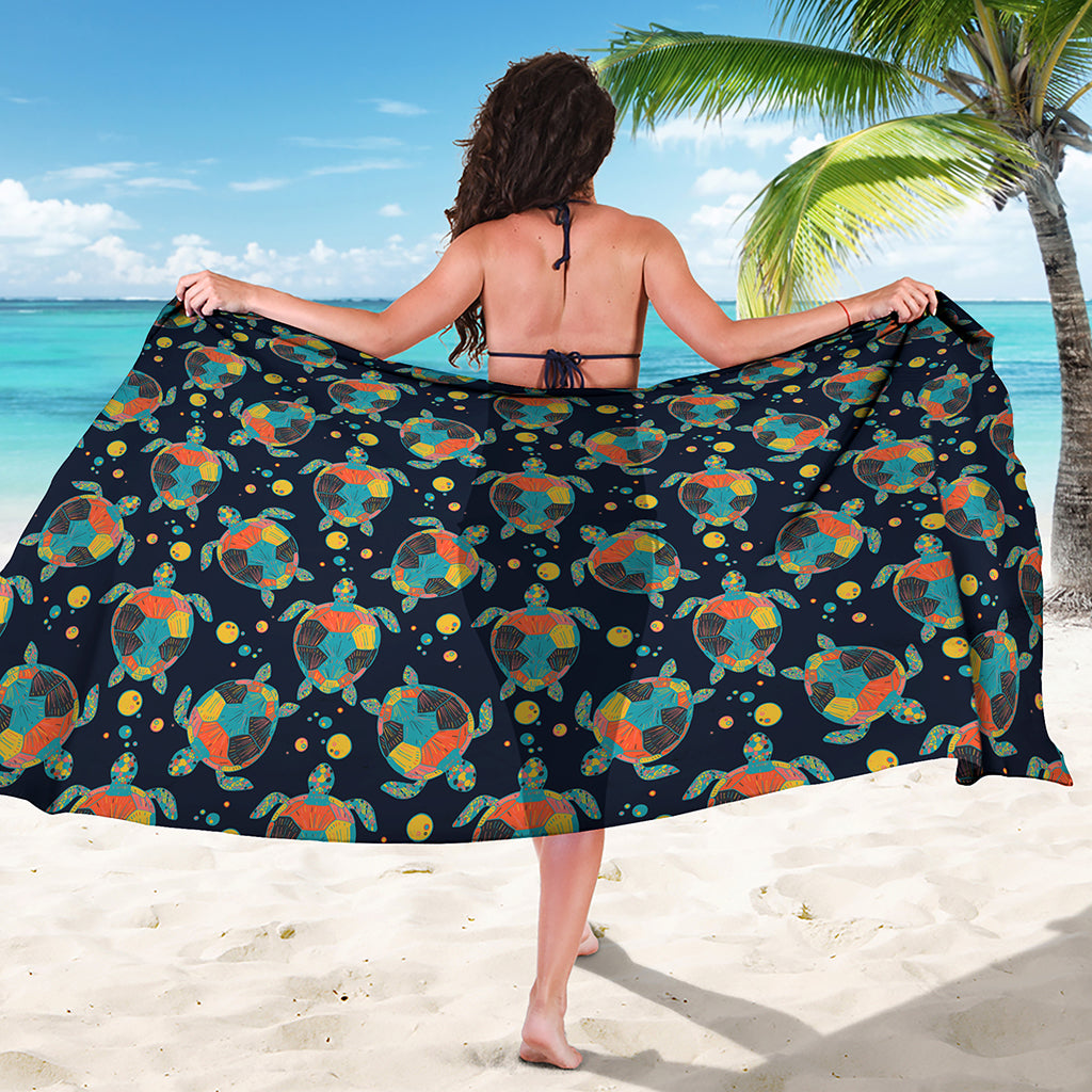 Retro Sea Turtle Pattern Print Beach Sarong Wrap