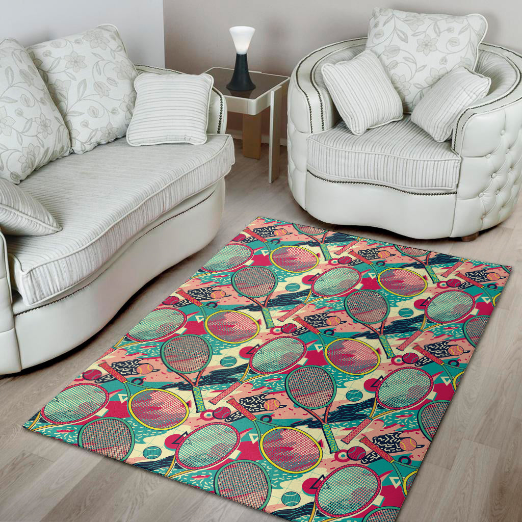Retro Tennis Pattern Print Area Rug